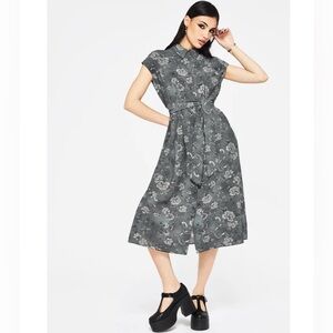 NWT Disturbia Meadow Floral Serpent Print Midi Shirt Dress Women's Size US 16